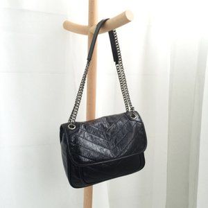 Calf leather large shoulder bag